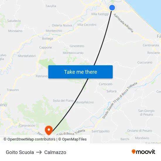 Goito School to Calmazzo map