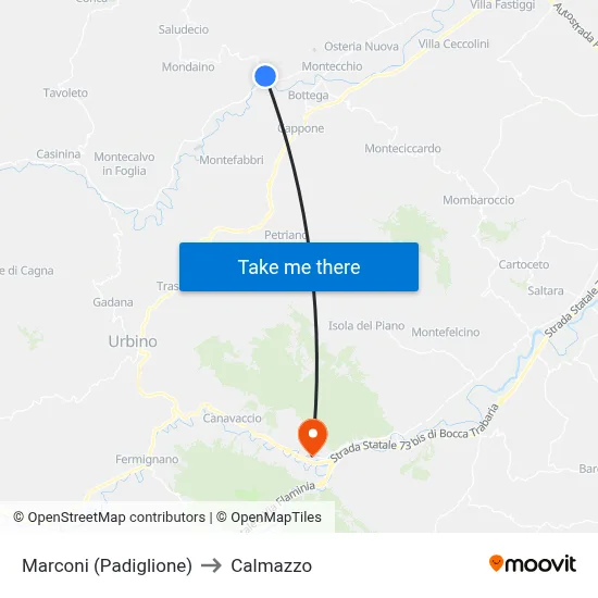 Marconi (Pavilion) to Calmazzo map