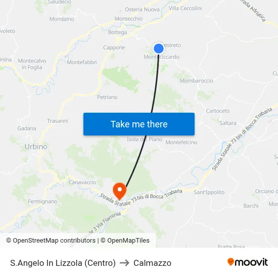 Sant'Angelo In Lizzola (Center) to Calmazzo map