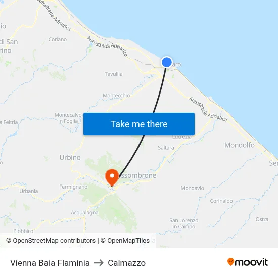 Vienna Baia Flaminia to Calmazzo map