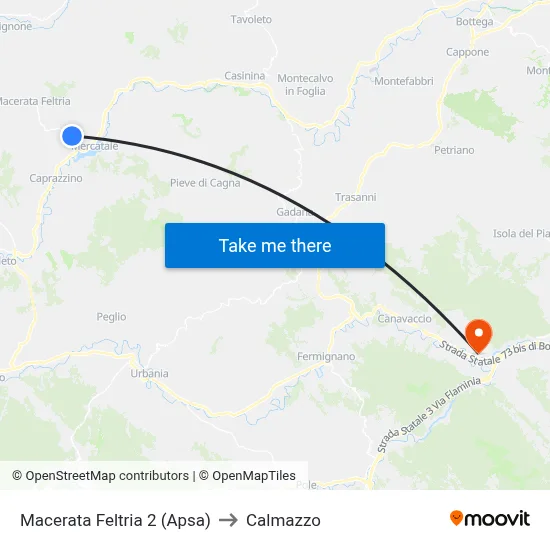 Macerata Feltria 2 (Apsa) to Calmazzo map