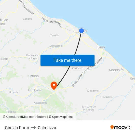 Gorizia Port to Calmazzo map