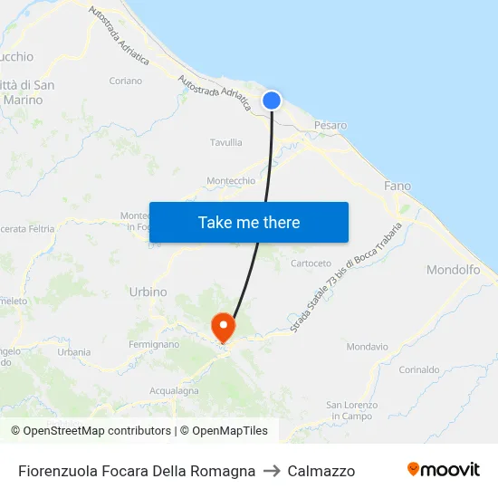 Fiorenzuola Focara Della Romagna to Calmazzo map