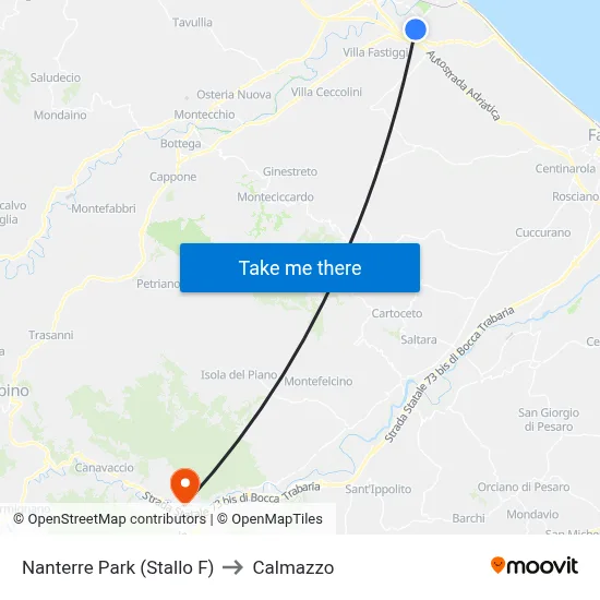 Nanterre Park (Bay F) to Calmazzo map