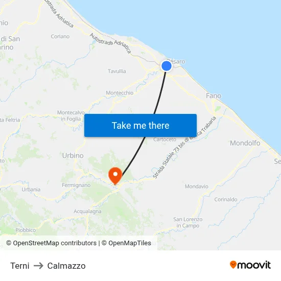 Terni to Calmazzo map