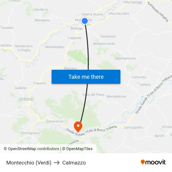 Montecchio (Verdi) to Calmazzo map