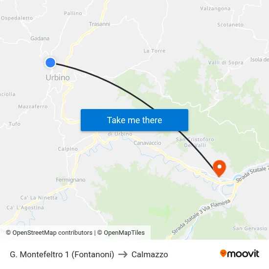 G. Montefeltro 1 (Fontanoni) to Calmazzo map
