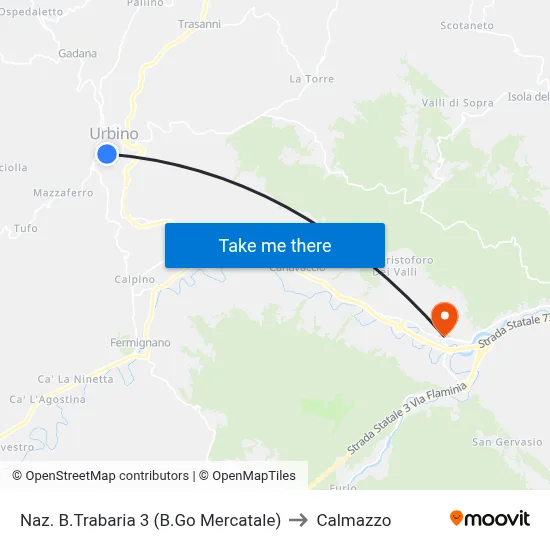 National Road B.Trabaria 3 (Mercatale Village) to Calmazzo map