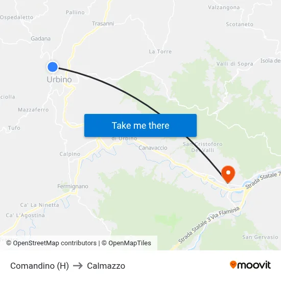 Comandino (Hospital) to Calmazzo map