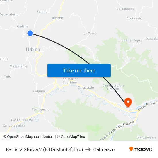 Battista Sforza 2 (B.Da Montefeltro) to Calmazzo map