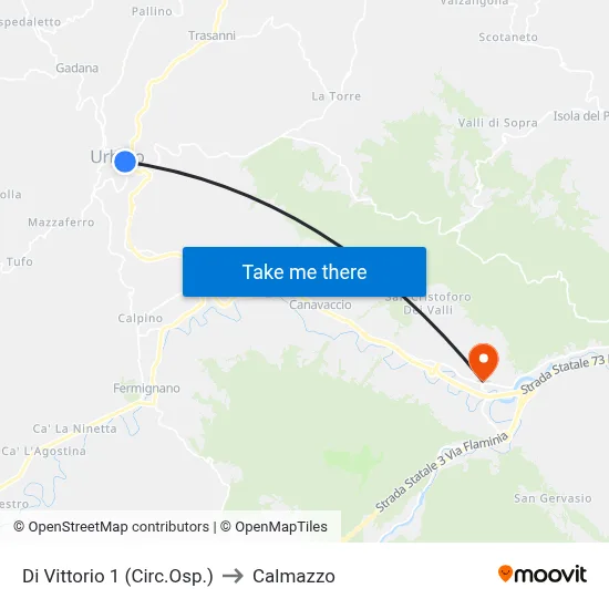 Di Vittorio 1 (Hospital Circuit) to Calmazzo map