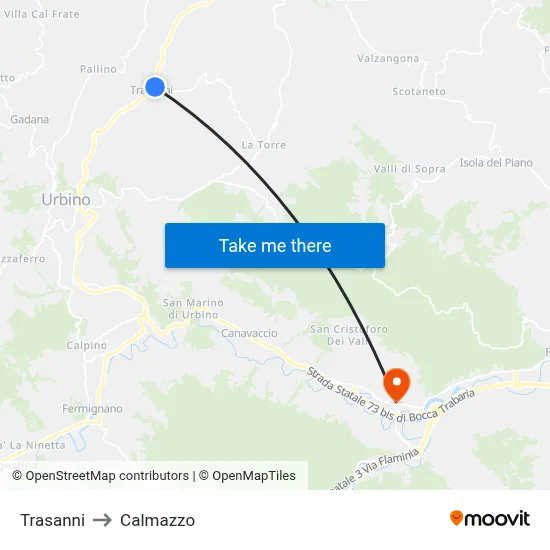Trasanni to Calmazzo map