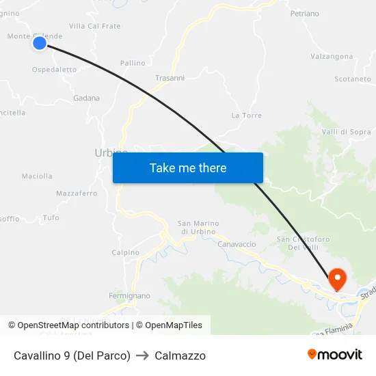 Cavallino 9 (Del Parco) to Calmazzo map