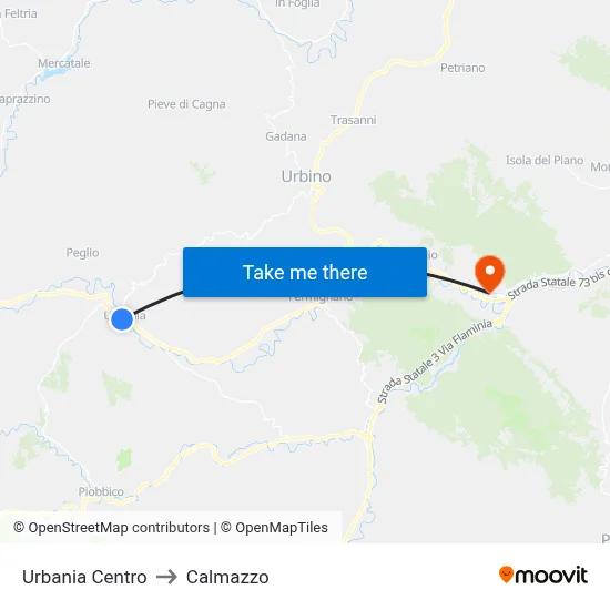 Urbania Center to Calmazzo map