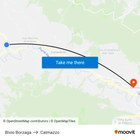 Borzaga Junction to Calmazzo map