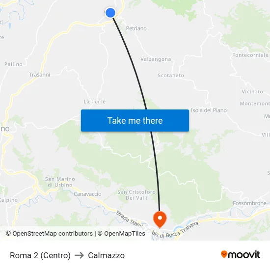 Roma 2 (Center) to Calmazzo map