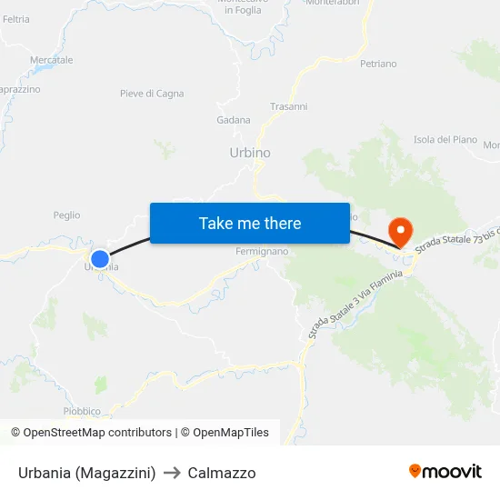 Urbania (Warehouses) to Calmazzo map
