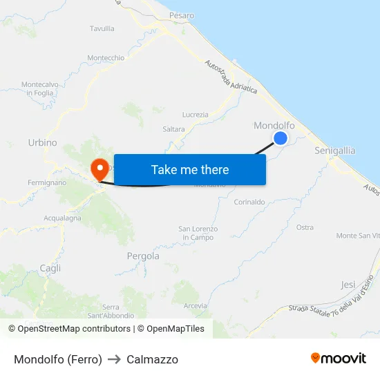 Mondolfo (Ferro) to Calmazzo map