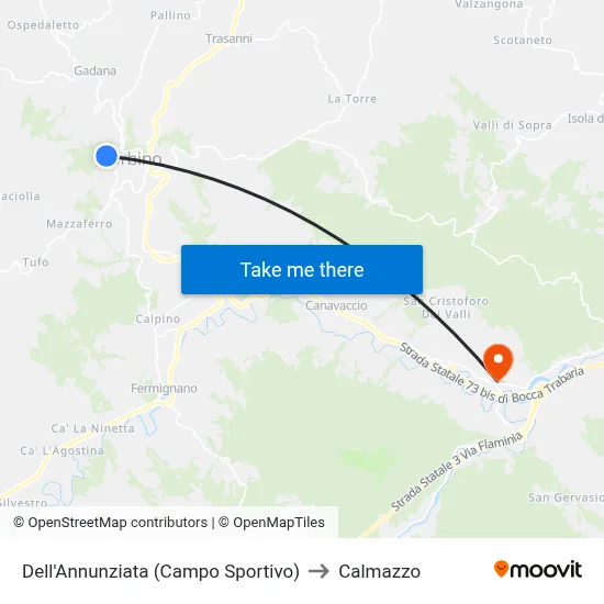 Dell'Annunziata (Sports Field) to Calmazzo map