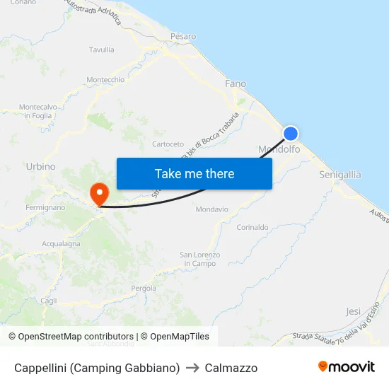 Cappellini (Gabbiano Camping) to Calmazzo map