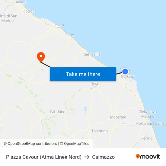 Piazza Cavour (Atma North Lines) to Calmazzo map