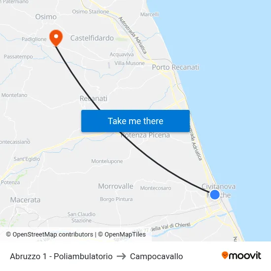 Abruzzo 1 - Medical Center to Campocavallo map