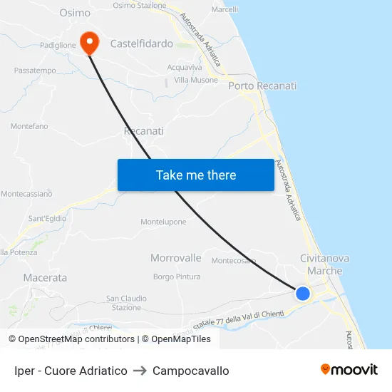 Iper - Cuore Adriatico to Campocavallo map