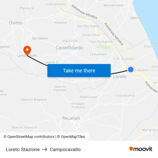 Loreto Stazione to Campocavallo map
