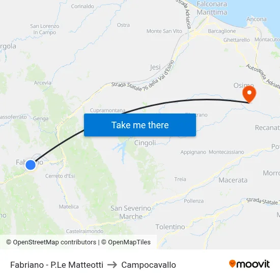 Fabriano - Matteotti Square to Campocavallo map