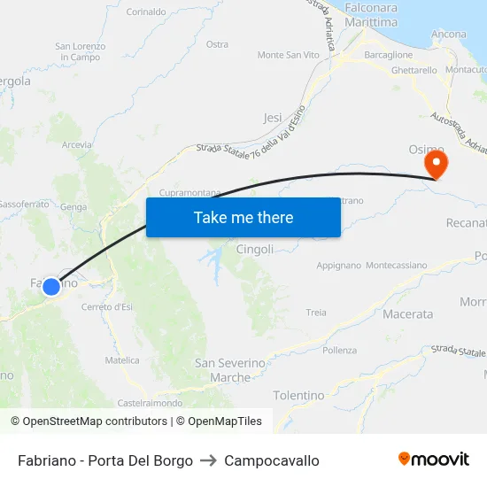 Fabriano - Porta Del Borgo to Campocavallo map