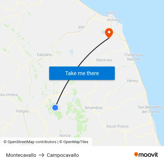 Montecavallo to Campocavallo map