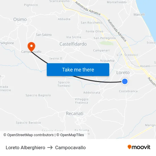 Loreto Alberghiero to Campocavallo map