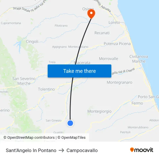 Sant'Angelo In Pontano to Campocavallo map