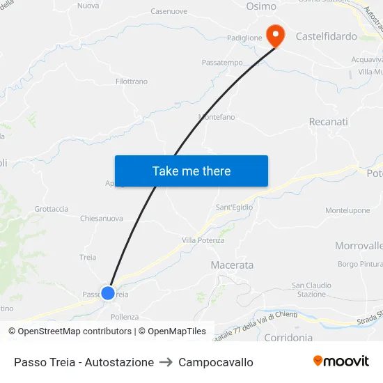 Treia Pass - Bus Station to Campocavallo map