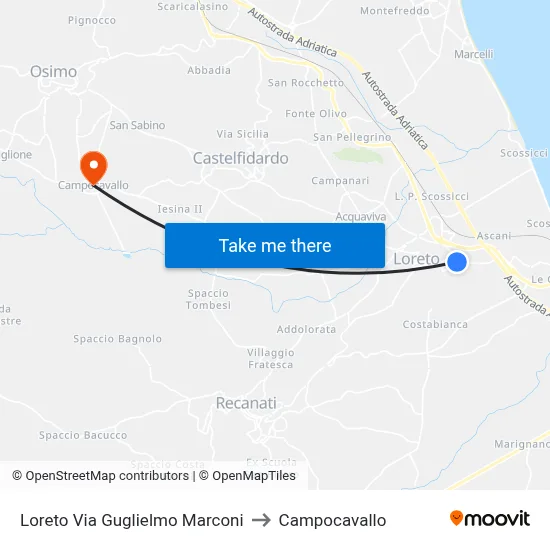 Loreto Via Guglielmo Marconi to Campocavallo map