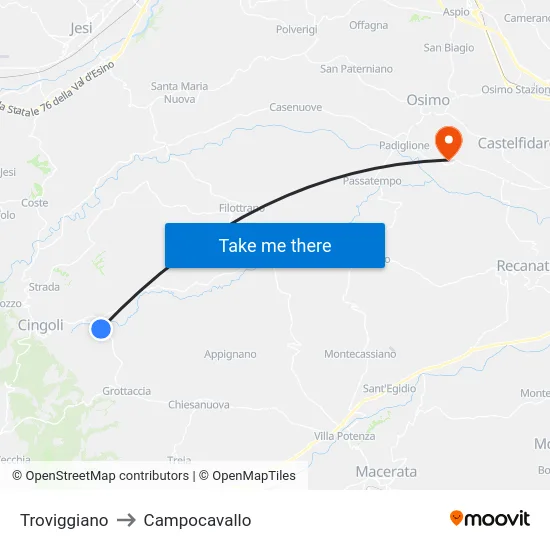 Troviggiano to Campocavallo map