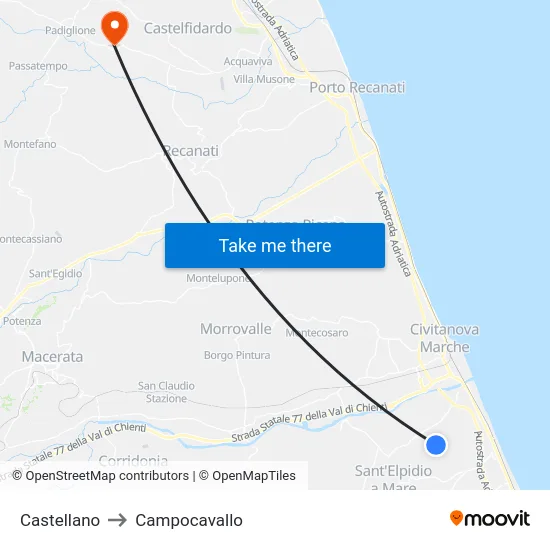 Castellano to Campocavallo map