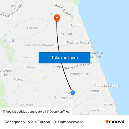 Rapagnano - Viale Europa to Campocavallo map