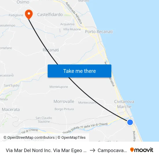 Mar Del Nord Street at Mar Egeo Street Dir. to Campocavallo map