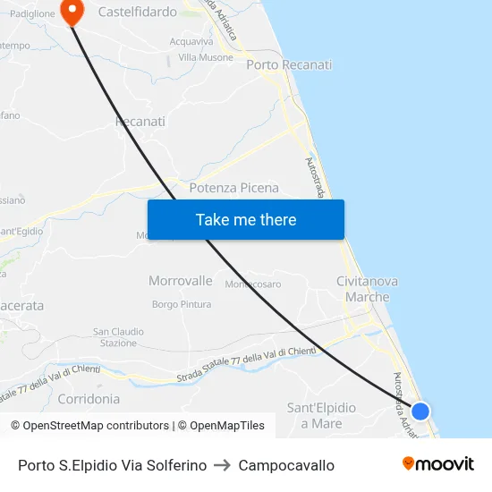 Porto S.Elpidio Via Solferino to Campocavallo map