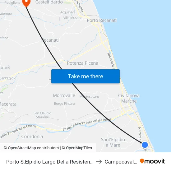 Porto Sant'Elpidio Resistance Square to Campocavallo map
