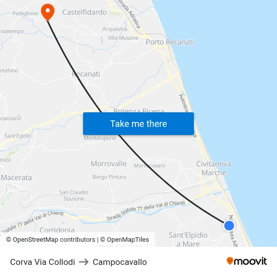 Corva Via Collodi to Campocavallo map