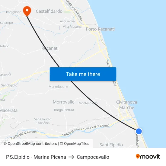 P.S.Elpidio - Marina Picena to Campocavallo map