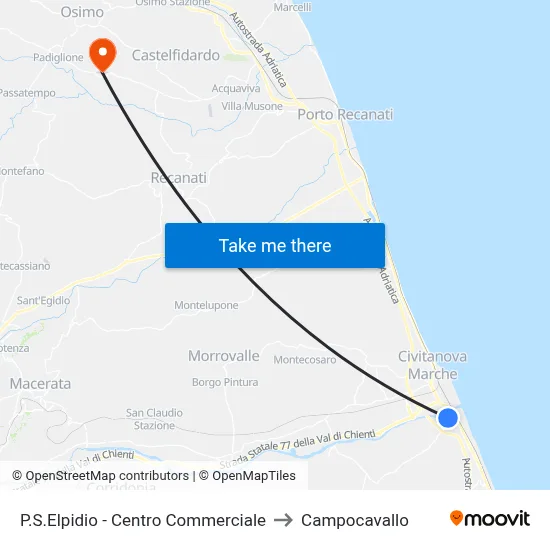 Porto Sant'Elpidio - Shopping Center to Campocavallo map