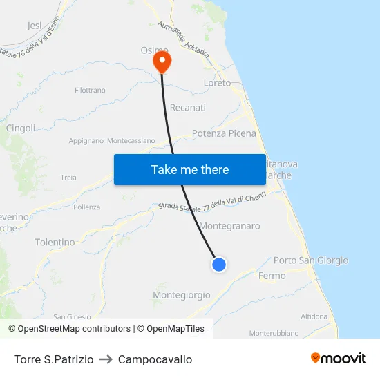 Torre S.Patrizio to Campocavallo map