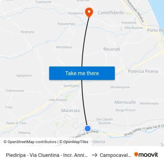 Piediripa - Via Cluentina - Hannibal Int. to Campocavallo map