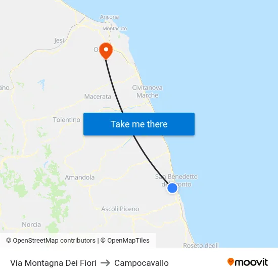 Mountain of Flowers Road to Campocavallo map