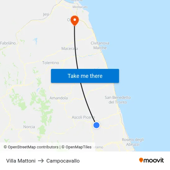 Villa Mattoni to Campocavallo map