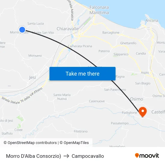 Morro D'Alba Consortium to Campocavallo map