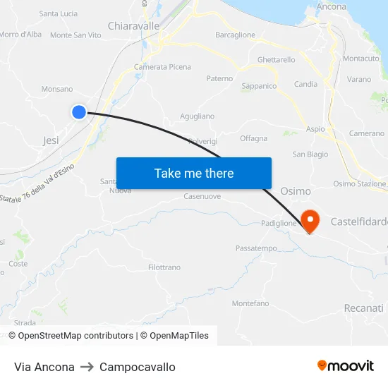 Via Ancona to Campocavallo map